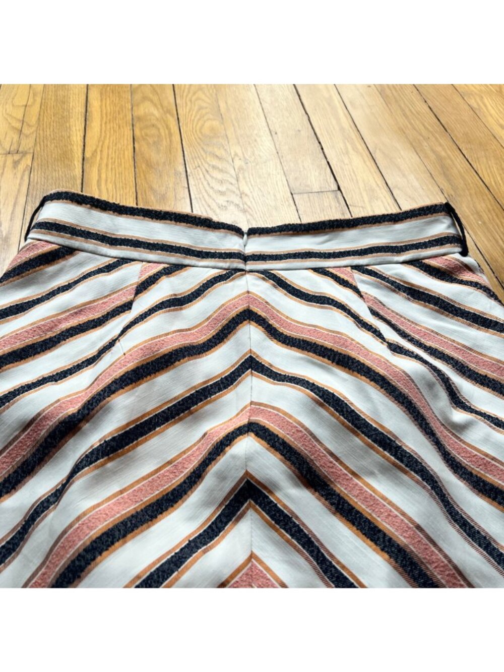 HUTCH size 14 Cream Pink Navy Chevron Knee Length Pencil Skirt - Picture 14 of 14